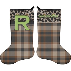 Moroccan Mosaic & Plaid Holiday Stocking - Double-Sided - Neoprene (Personalized)