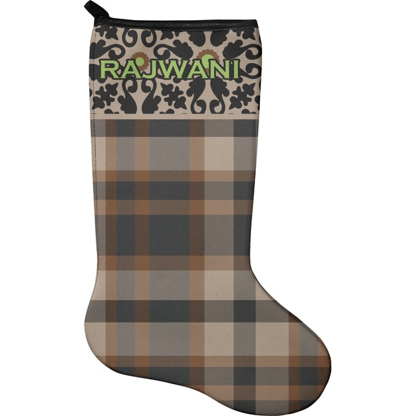 Custom Moroccan Mosaic & Plaid Holiday Stocking - Neoprene (Personalized)