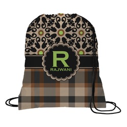 Moroccan Mosaic & Plaid Drawstring Backpack - Large (Personalized)