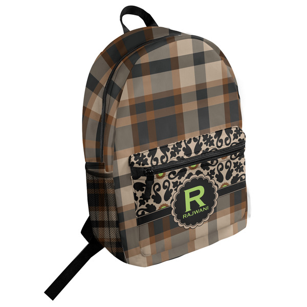 Custom Moroccan Mosaic & Plaid Student Backpack (Personalized)