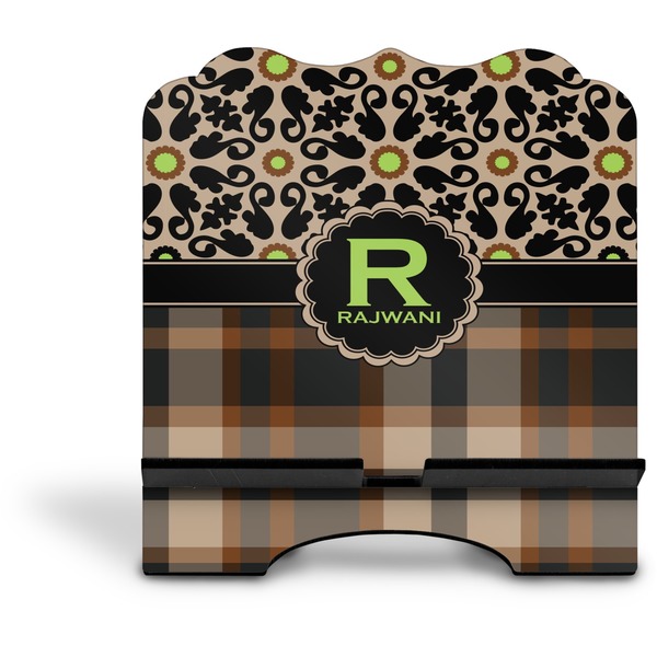 Moroccan Mosaic & Plaid Stylized Tablet Stand - Front without iPad