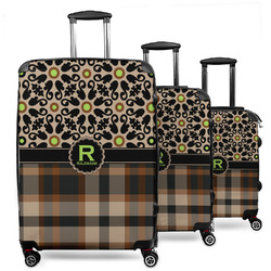 Moroccan Mosaic & Plaid 3 Piece Luggage Set - 20" Carry On, 24" Medium Checked, 28" Large Checked (Personalized)