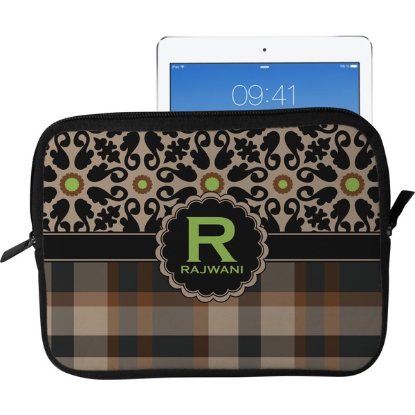 Custom Moroccan Mosaic & Plaid Tablet Case / Sleeve - Large (Personalized)