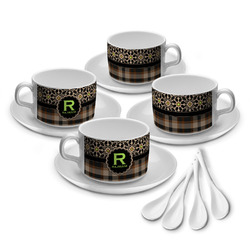 Moroccan Mosaic & Plaid Tea Cup - Set of 4 (Personalized)