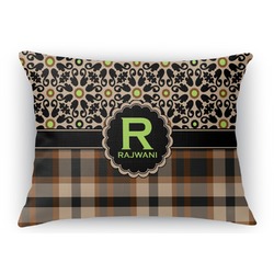 Moroccan Mosaic & Plaid Rectangular Throw Pillow Case (Personalized)