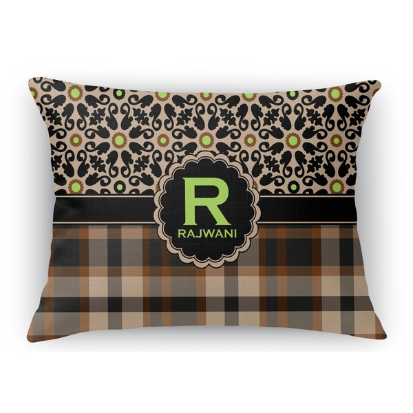 Custom Moroccan Mosaic & Plaid Rectangular Throw Pillow Case (Personalized)