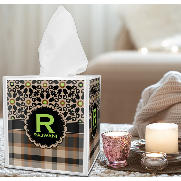 Moroccan Mosaic & Plaid Tissue Box - LIFESTYLE