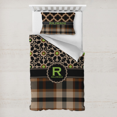 Moroccan Mosaic & Plaid Toddler Bedding w/ Name and Initial