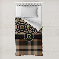 Moroccan Mosaic & Plaid Toddler Duvet Cover w/ Name and Initial