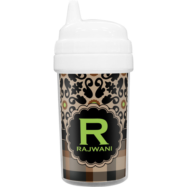 Custom Moroccan Mosaic & Plaid Toddler Sippy Cup (Personalized)