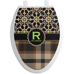 Moroccan Mosaic & Plaid Toilet Seat Decal - Elongated (Personalized)