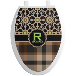 Moroccan Mosaic & Plaid Toilet Seat Decal - Elongated (Personalized)