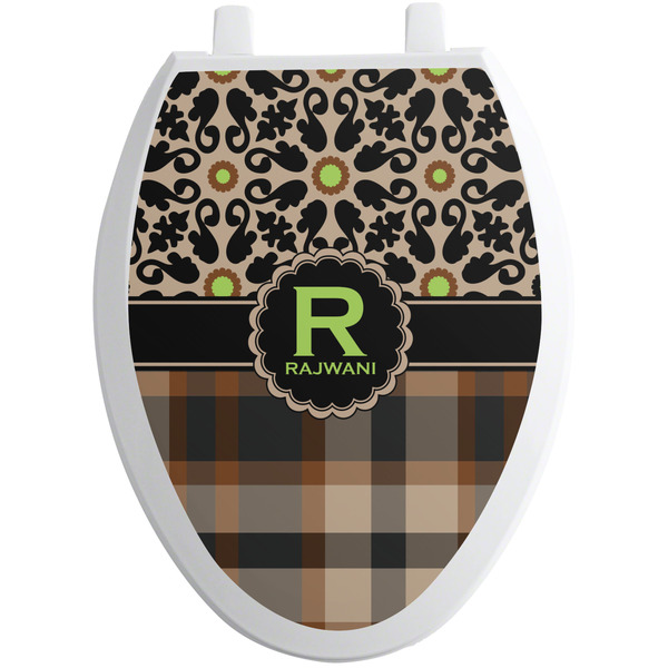Moroccan Mosaic & Plaid Toilet Seat Decal (Personalized)