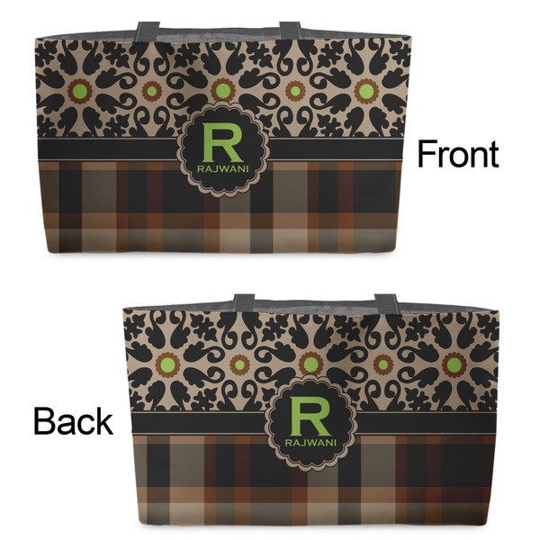 Moroccan Mosaic & Plaid Tote w/Black Handles - Front & Back Views