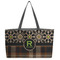 Moroccan Mosaic & Plaid Tote w/Black Handles - Front View