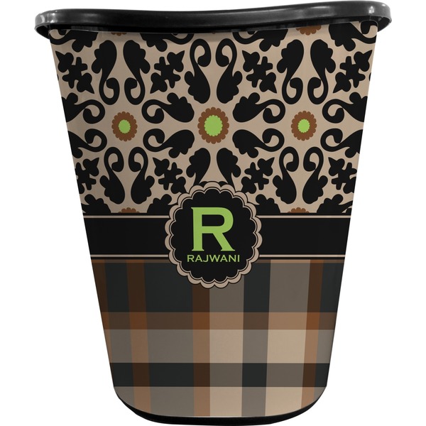 Moroccan Mosaic & Plaid Waste Basket (Black)