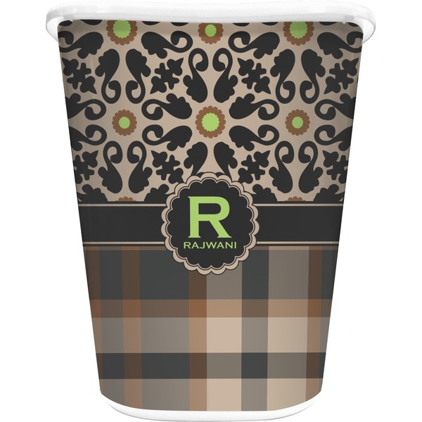 Custom Moroccan Mosaic & Plaid Waste Basket (Personalized)