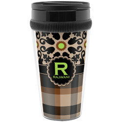 Moroccan Mosaic & Plaid Acrylic Travel Mug without Handle (Personalized)