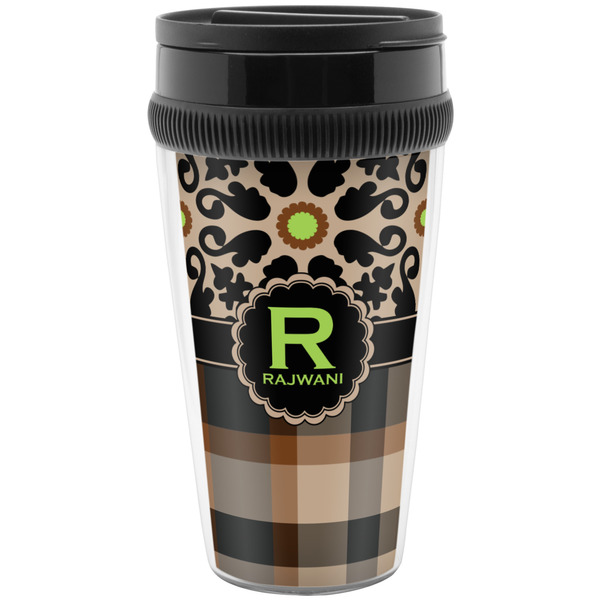 Custom Moroccan Mosaic & Plaid Acrylic Travel Mug without Handle (Personalized)