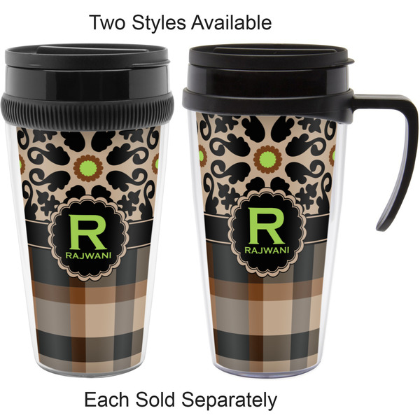 Moroccan Mosaic & Plaid Travel Mugs - with & without Handle
