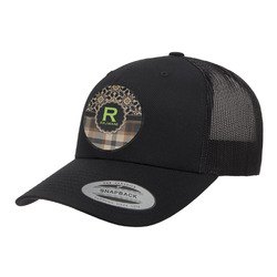 Moroccan Mosaic & Plaid Trucker Hat - Black (Personalized)