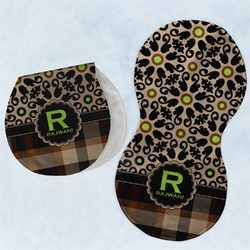 Moroccan Mosaic & Plaid Burp Pads - Velour - Set of 2 w/ Name and Initial