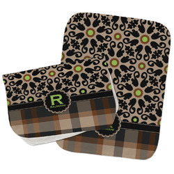Moroccan Mosaic & Plaid Burp Cloths - Fleece - Set of 2 w/ Name and Initial