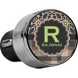 Moroccan Mosaic & Plaid USB Car Charger (Personalized)
