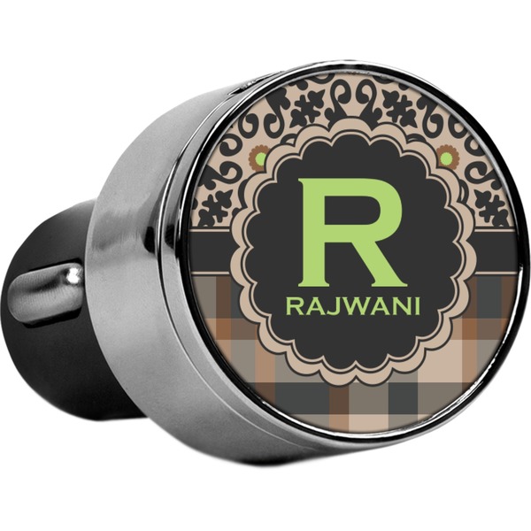 Custom Moroccan Mosaic & Plaid USB Car Charger (Personalized)