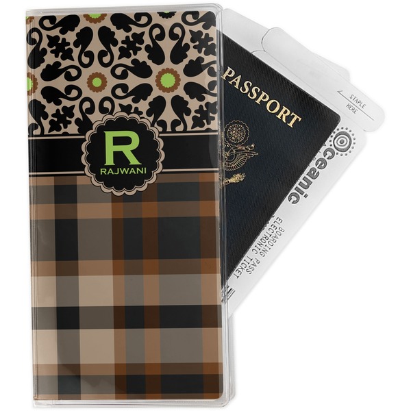 Custom Moroccan Mosaic & Plaid Travel Document Holder
