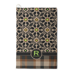 Moroccan Mosaic & Plaid Waffle Weave Golf Towel (Personalized)
