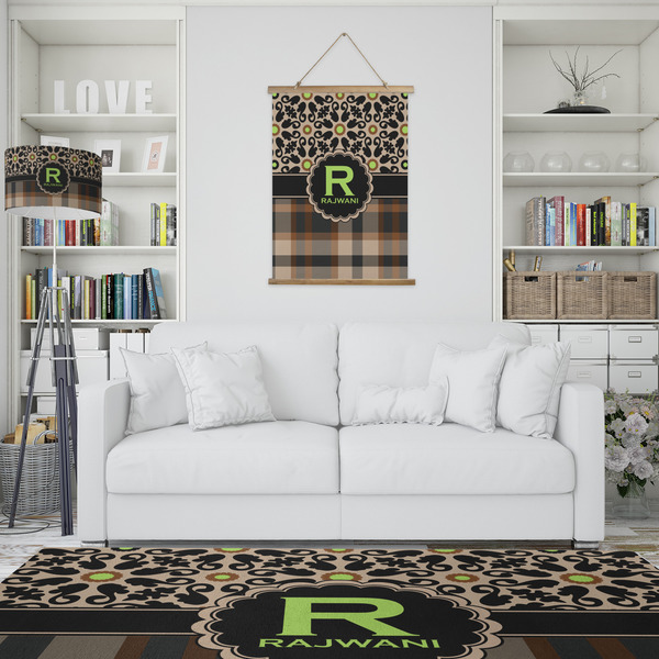 Moroccan Mosaic & Plaid Wall Hanging Tapestry - Portrait - IN CONTEXT