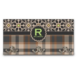 Moroccan Mosaic & Plaid Wall Mounted Coat Rack (Personalized)