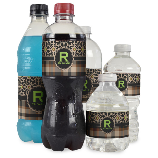 Moroccan Mosaic & Plaid Water Bottle Label - Multiple Bottle Sizes