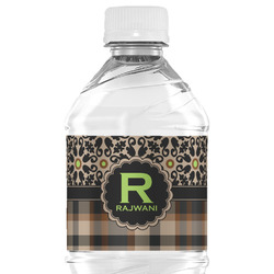 Moroccan Mosaic & Plaid Water Bottle Labels - Custom Sized (Personalized)