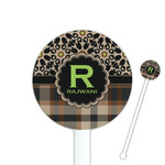 Moroccan Mosaic & Plaid 5.5" Round Plastic Stir Sticks - White - Single Sided (Personalized)