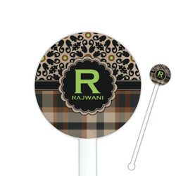Moroccan Mosaic & Plaid 5.5" Round Plastic Stir Sticks - White - Double Sided (Personalized)