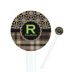 Moroccan Mosaic & Plaid 7" Round Plastic Stir Sticks - White - Double Sided (Personalized)