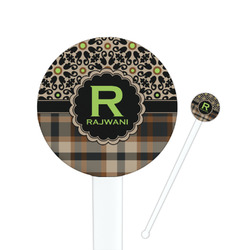 Moroccan Mosaic & Plaid Round Plastic Stir Sticks (Personalized)
