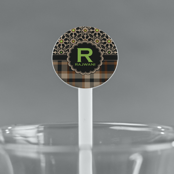 Moroccan Mosaic & Plaid White Plastic 7" Stir Stick - Round - Main