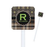 Moroccan Mosaic & Plaid Square Plastic Stir Sticks (Personalized)