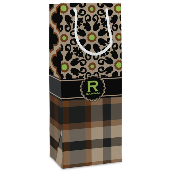 Custom Moroccan Mosaic & Plaid Wine Gift Bags - Gloss (Personalized)