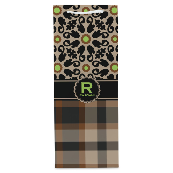 Moroccan Mosaic & Plaid Wine Gift Bag - Matte - Front