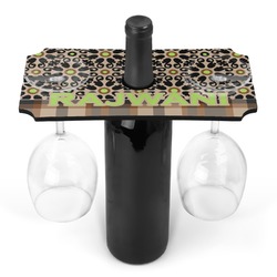 Moroccan Mosaic & Plaid Wine Bottle & Glass Holder (Personalized)