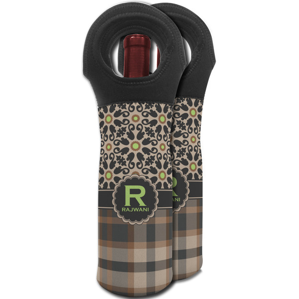 Moroccan Mosaic & Plaid Wine Tote Bag - MAIN