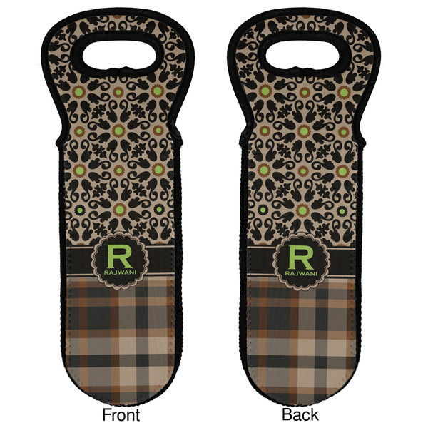 Moroccan Mosaic & Plaid Wine Tote Front & Back