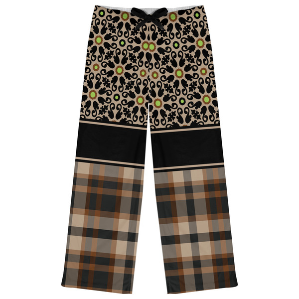 Custom Moroccan Mosaic & Plaid Womens Pajama Pants - M