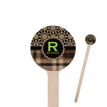 Moroccan Mosaic & Plaid Round Wooden Stir Sticks (Personalized)
