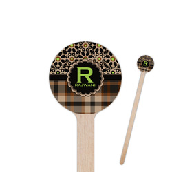 Moroccan Mosaic & Plaid Round Wooden Stir Sticks (Personalized)