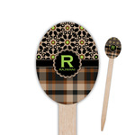 Moroccan Mosaic & Plaid Oval Wooden Food Picks - Single Sided (Personalized)